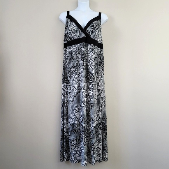 JBS Dresses & Skirts - Vintage JBS Ltd. Size 24W Black & White Surplice V-Neck Self-Tie Maxi Dress NWT